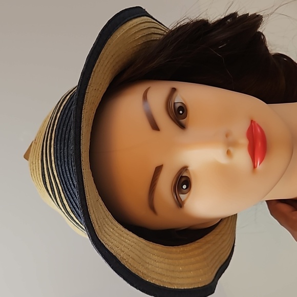 Summer Fedora Hat 100% paper straw Unisex black detail British Style Handmade - Picture 9 of 17